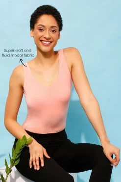 Padded Bramisole Top In Peach Colour - Modal