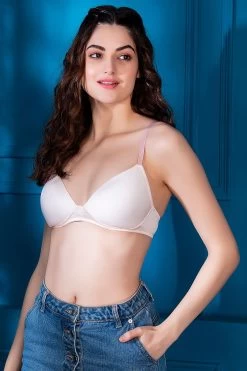 Padded Non-Wired Demi Cup T-shirt Bra In Soft Pink