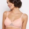 Padded Non-Wired Full Cup Bra In Baby Pink - Lace