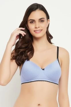 Padded Non-Wired Full Cup Bra In Powder Blue