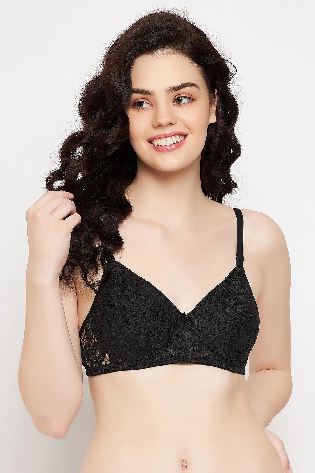 Padded Non-Wired Full Cup Multiway Bra In Black - Lace - Image 2