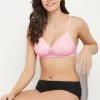 Padded Non-Wired Full Cup Multiway Bra In Baby Pink - Lace
