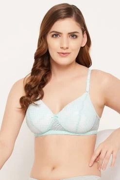 Padded Non-Wired Full Cup Multiway Bra In Light Blue - Lace