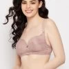 Padded Non-Wired Full Cup Multiway Bra In Lilac - Lace