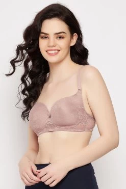 Padded Non-Wired Full Cup Multiway Bra In Lilac - Lace