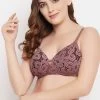 Padded Non-Wired Full Cup Multiway Bra In Mauve - Lace