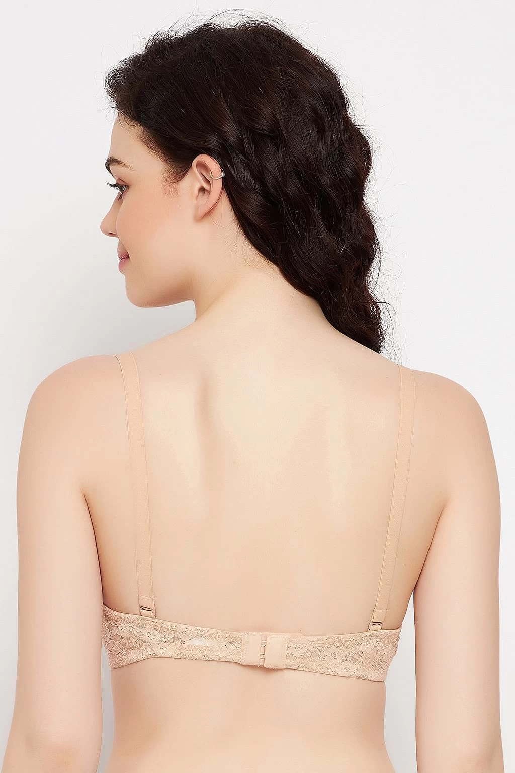 Padded Non-Wired Full Cup Multiway Bra In Nude Colour - Lace - Image 5