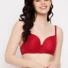 Padded Non-Wired Full Cup Multiway Bra In Red - Lace