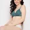 Padded Non-Wired Full Cup Multiway Bra In Teal Blue - Lace
