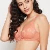 Padded Non-Wired Full Cup Multiway T-shirt Bra In Coral Colour - Lace
