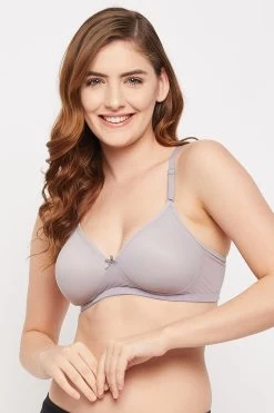 Padded Non-Wired Full Cup Multiway T-shirt Bra In Grey