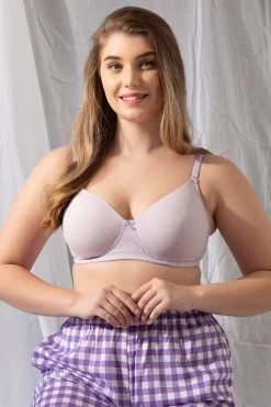 Padded Non-Wired Full Cup Polka Dot Print Multiway T-shirt In Lilac