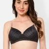 Padded Non-Wired Polka Print Multiway T-shirt Bra In Black