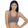 Padded Printed Racerback Sports Bra In Grey