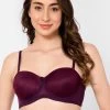 Padded Underwired Full Cup Multiway Strapless Balconette T-shirt Bra In Wine Colour