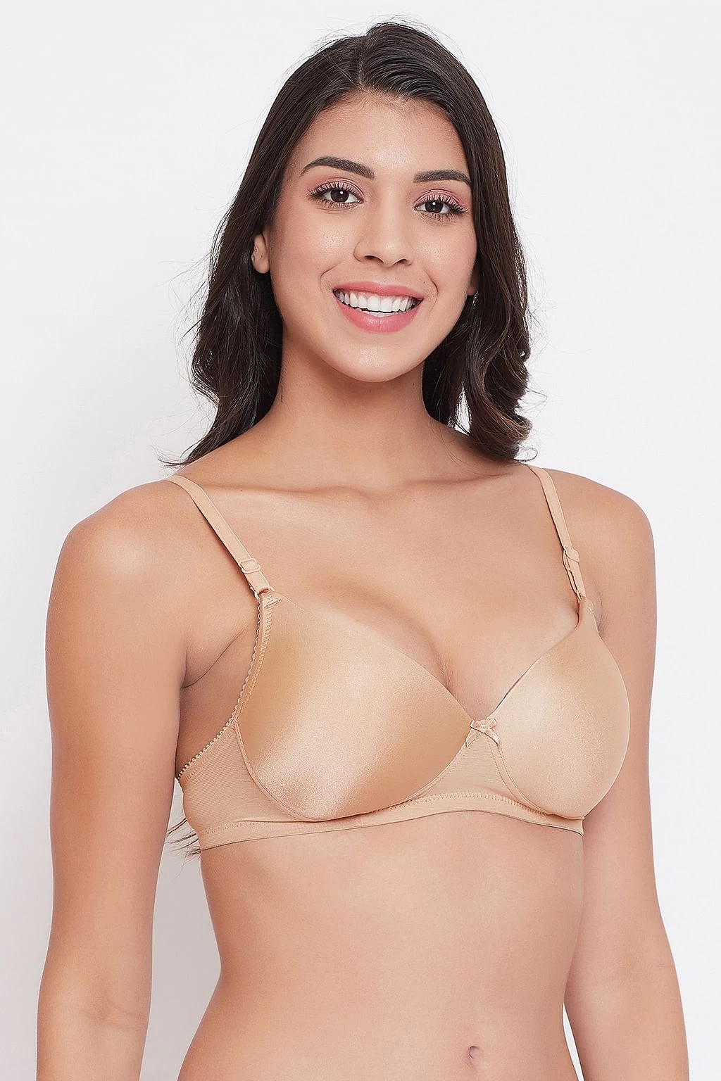 Padded Non-Wired Demi Cup Multiway Push-up Bra In Light Brown - Image 3