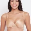 Padded Non-Wired Demi Cup Multiway Push-up Bra In Light Brown