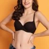 Padded Underwired Demi Cup T-shirt Bra In Black With Balconette Style - Cotton