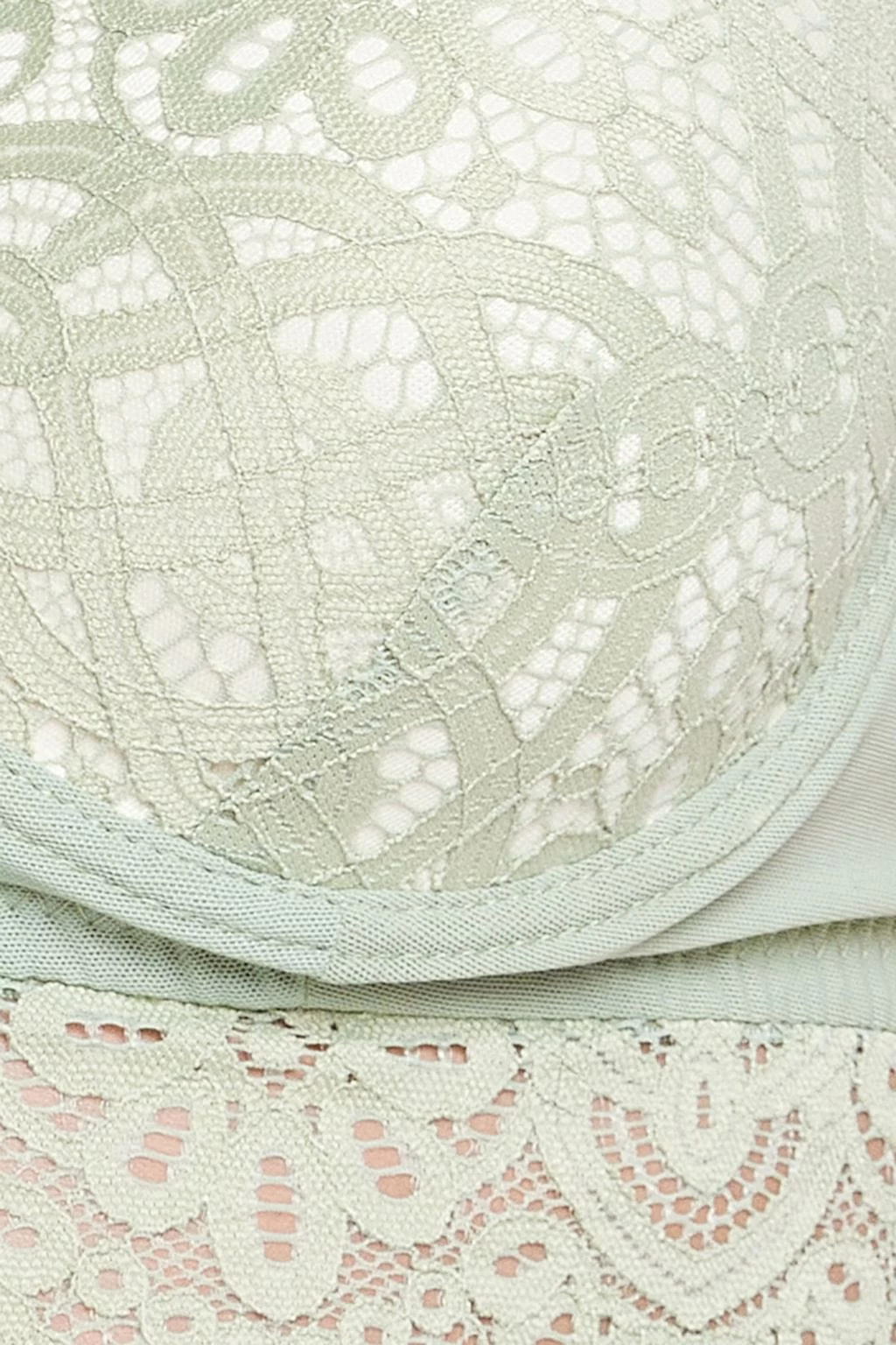 Padded Underwired Full Cup Cage Bralette In Sage Green - Lace - Image 5