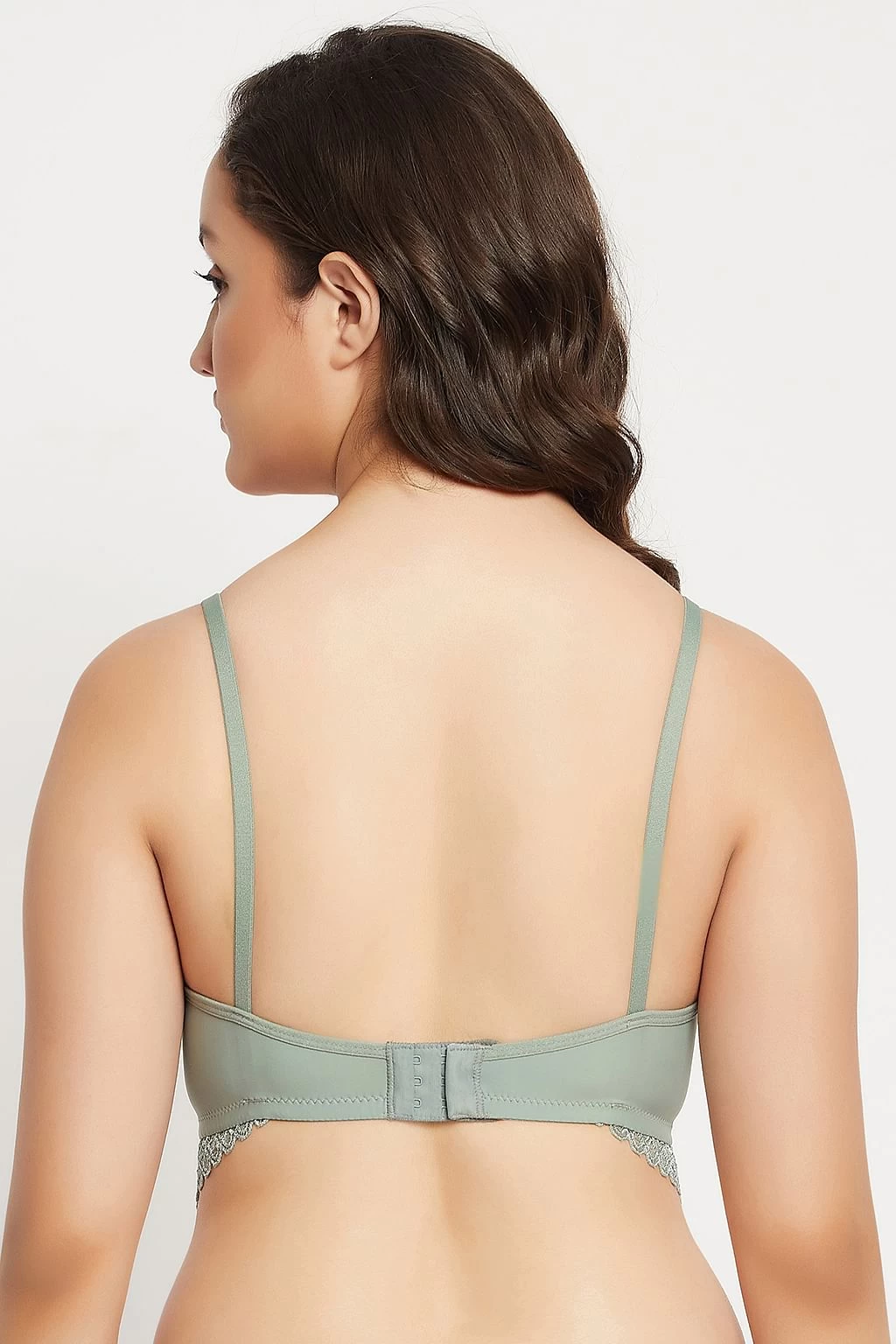 Padded Underwired Full Cup Longline Bralette In Sage Green - Lace - Image 5