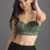 Padded Underwired Full Cup Multiway Strapless Bra In Bottle Green With Balconette Style - Lace