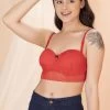 Padded Underwired Full Cup Strapless Bralette In Red With Detachable Straps - Lace