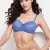 Padded Underwired Full Cup Strapless T-shirt Bra In Periwinkle Blue