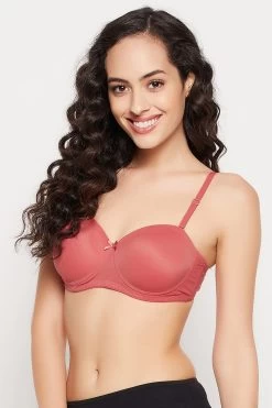 Padded Underwired Full Cup Strapless T-shirt Bra In Rust Orange