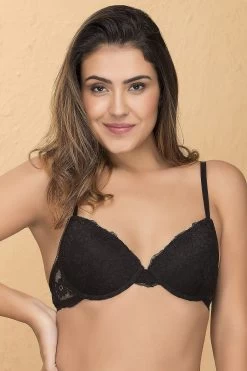 Level 2 Push-Up Underwired Bra In Black- Lace