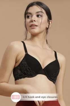Level 1 Push-Up Underwired Demi Cup Bridal Bra In Black