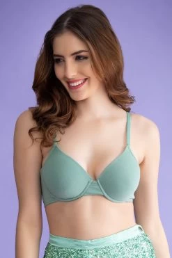 Padded Underwired T-shirt Bra In Baby Blue - Cotton