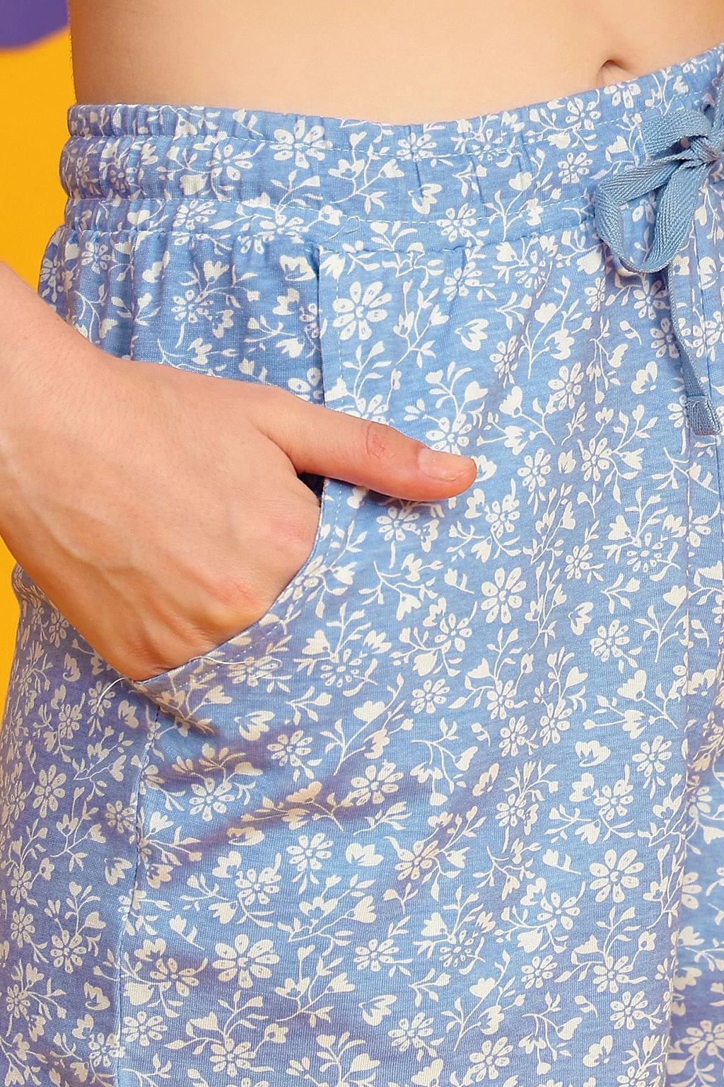 Pretty Florals Button Down Top & Shorts Set In Baby Blue - 100% Cotton - Image 5