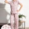 Pretty Florals Button Down Shirt & Pyjama Set In Soft Pink - 100% Cotton