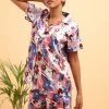 Pretty Florals Button Down Shirt & Shorts Set In Multicolour - Satin