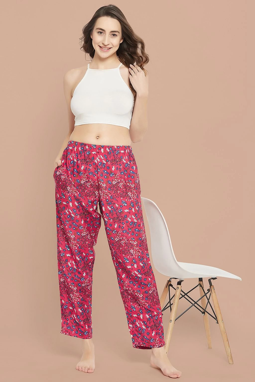 Pretty Florals Pyjama In Pink - Rayon