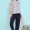 Print Me Pretty Top In White & Chic Basic Pyjama In Navy - 100% Cotton