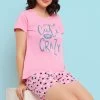 Print Me Pretty Top & Shorts Set In Pink - 100% Cotton