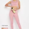 High-Rise Ankle-Length Active Tights In Baby Pink With Side Pocket