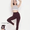 Ankle-Length High-Rise 3 Pocket Tights In Maroon