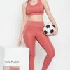 High Waist Active Tights In Salmon Pink With Side Pocket