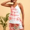 Tie-Dye Print Top & Shorts Set In Sky Blue - 100% Cotton