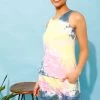 Tie-Dye Print Top & Shorts Set In White - 100% Cotton
